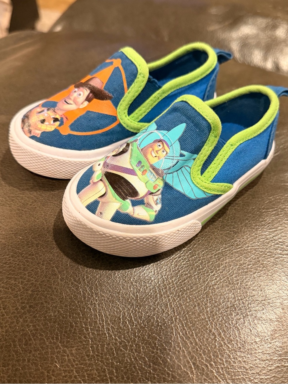 Disney Toy Story Toddlers Slip-On Shoes in Blue and Green - Picture 2 of 7